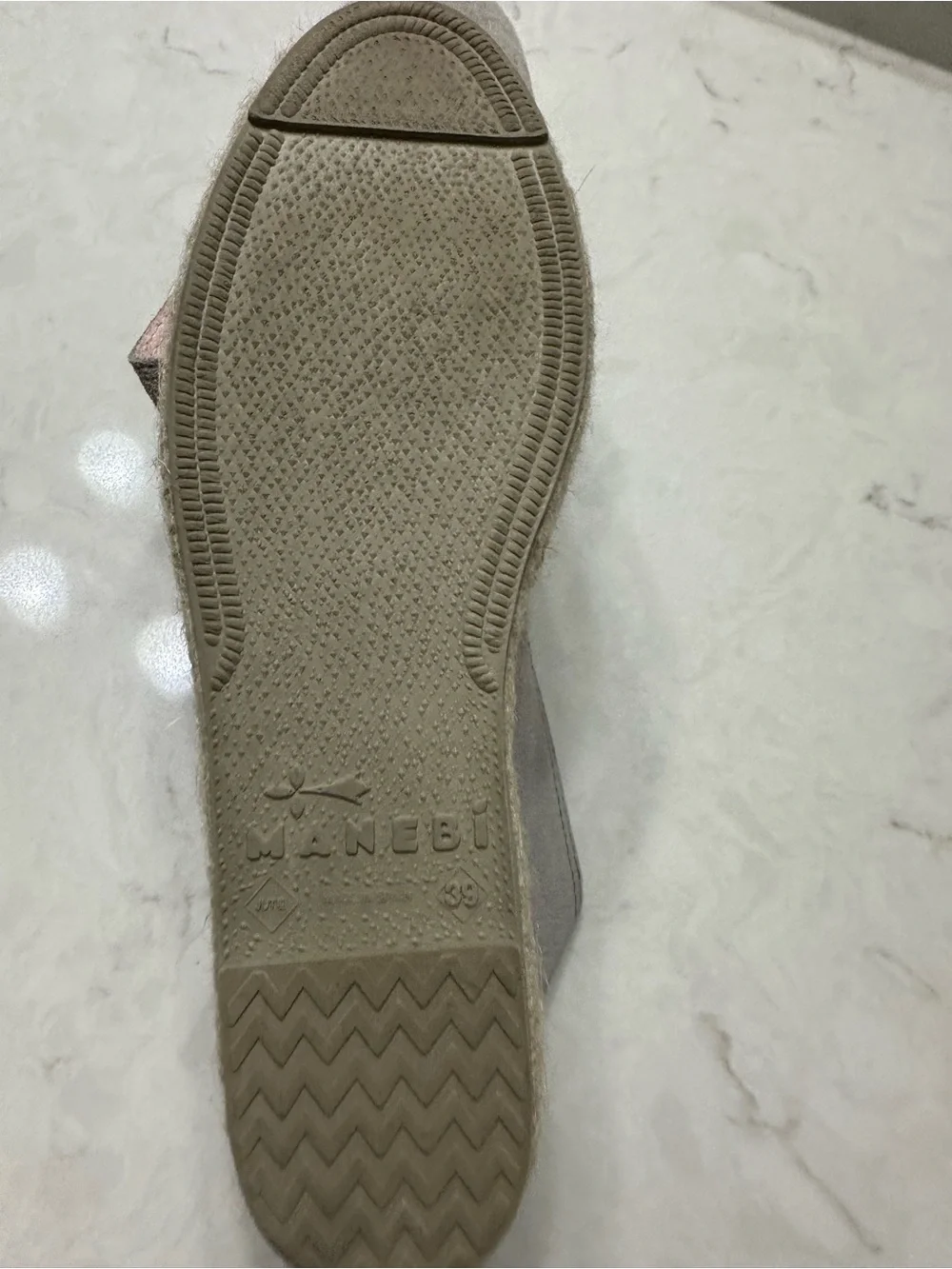 Taupe Suede Espadrille Slip-On with Pink Lining, 39, Manebi